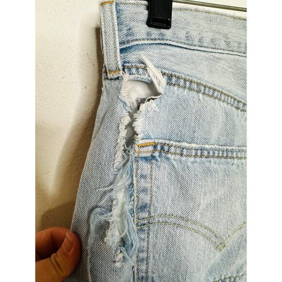 Levi's 501 Blue 100% Cotton Denim Patchwork Freehand Folk Jeans Size W 32 L 30 - Picture 10 of 16